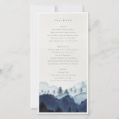 Ink Blue Pine Bossen Mountain Wedding Menu Kaart (Voorkant)