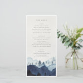 Ink Blue Pine Bossen Mountain Wedding Menu Kaart (Staand voorkant)