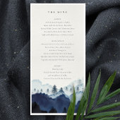 Ink Blue Pine Bossen Mountain Wedding Menu Kaart
