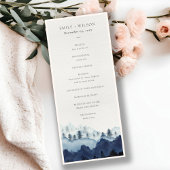 Ink Blue Pine Mountain Wedding Ceremony Program Kaart
