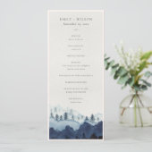 Ink Blue Pine Mountain Wedding Ceremony Program Kaart (Staand voorkant)