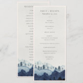 Ink Blue Pine Mountain Wedding Ceremony Program Kaart (Voorkant / Achterkant)