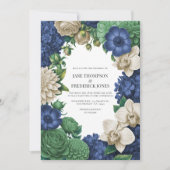 Ink Blue, Slate Green & Winter Sand Wedding Kaart (Voorkant)