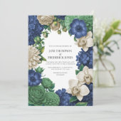 Ink Blue, Slate Green & Winter Sand Wedding Kaart (Staand voorkant)