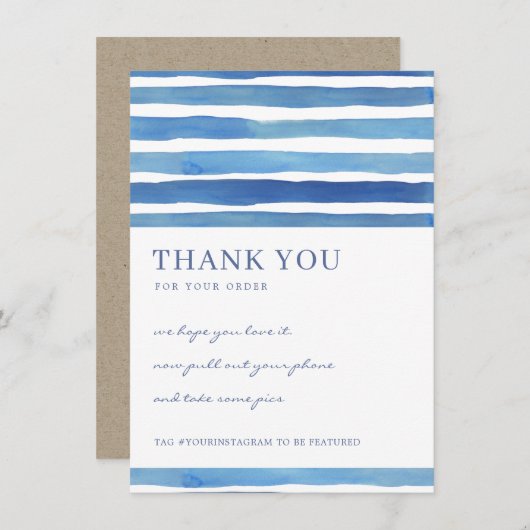 INK BLUE STRIPES PATROON CORPORATE BUSINTE LOGO BEDANKKAART (Voorkant / Achterkant)