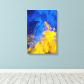 Ink Botsing: Azure en Goud Canvas Afdruk (Insitu (Houten vloer))