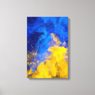 Ink Botsing: Azure en Goud Canvas Afdruk