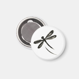 Ink Brush Libel – Minimalistische Insectenkunst op Magneet