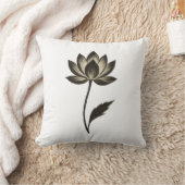 Ink Brush Lotus – Minimalistisch bloemendesign op Kussen (Deken)