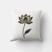 Ink Brush Lotus – Minimalistisch bloemendesign op Kussen (Achterkant)
