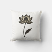 Ink Brush Lotus – Minimalistisch bloemendesign op Kussen (Voorkant)