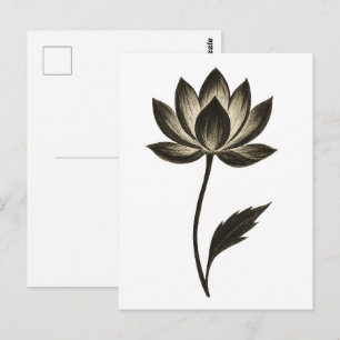Ink Brush Lotus – Minimalistische bloemdesign op  Briefkaart