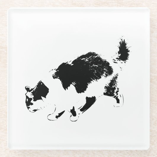 Ink Cat Walk in Herfst Light Glazen Onderzetter (Voorkant)