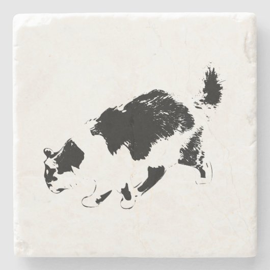 Ink Cat Walk in Herfst Light Stenen Onderzetter (Voorkant)