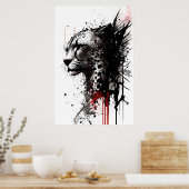 Ink Cheetah Portrait Poster (Keuken)