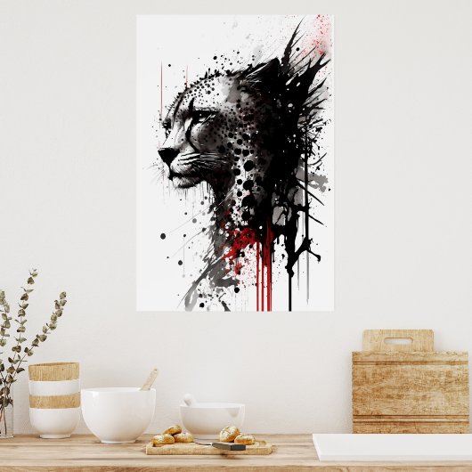 Ink Cheetah Portrait Poster (Keuken)