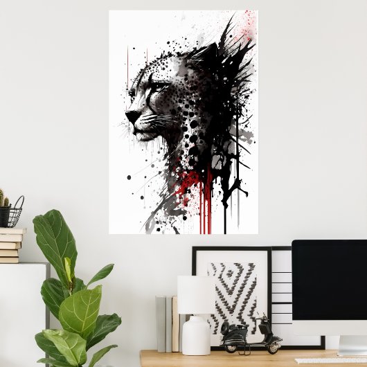 Ink Cheetah Portrait Poster (Thuiskantoor)
