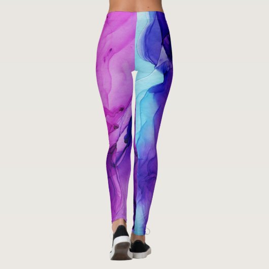 Ink Cloud Swirl Abstract Deep Blue Violet Leggings (Achterkant)