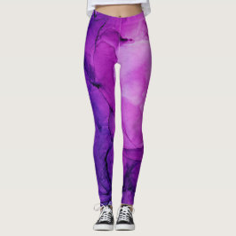 Ink Cloud Swirl Abstract Deep Blue Violet Leggings