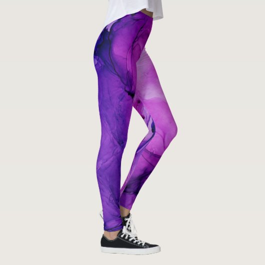 Ink Cloud Swirl Abstract Deep Blue Violet Leggings (Rechts)