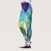 Ink Cloud Swirl Abstract Paars Blue Green Leggings (Links)