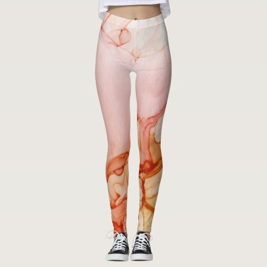 Ink Cloud Swirl Abstract Trendy Modern Hot Caramel Leggings (Voorkant)