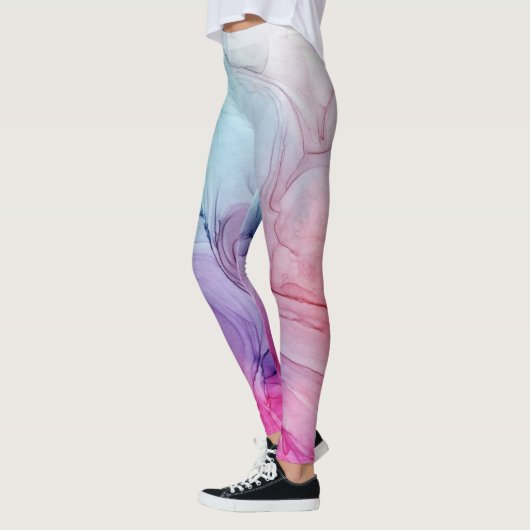 Ink Cloud Swirl Abstract Trendy Violet Blue Paars Leggings (Links)