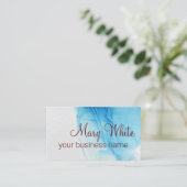 Ink Cloud Swirl Trendy Modern Aqua Blue Brown Text Visitekaartje (Staand voorkant)