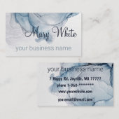 Ink Cloud Swirl Trendy Modern Aqua Blue Dusty Gray Visitekaartje (Voorkant / Achterkant)