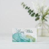 Ink Cloud Swirl Trendy Modern Blauwgroen Olive Gre Visitekaartje (Staand voorkant)