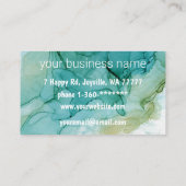 Ink Cloud Swirl Trendy Modern Blauwgroen Olive Gre Visitekaartje (Achterkant)