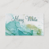 Ink Cloud Swirl Trendy Modern Blauwgroen Olive Gre Visitekaartje (Voorkant)