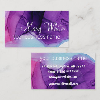 Ink Cloud Swirl Trendy Modern Blue Paars Violet Visitekaartje