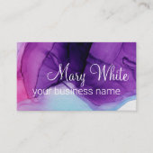 Ink Cloud Swirl Trendy Modern Blue Paars Violet Visitekaartje (Voorkant)