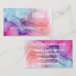 Ink Cloud Swirl Trendy Modern Blue Peach Paars Visitekaartje