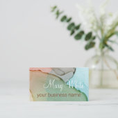 Ink Cloud Swirl Trendy Modern Caramel Green Blue Visitekaartje (Staand voorkant)