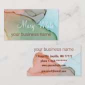 Ink Cloud Swirl Trendy Modern Caramel Green Blue Visitekaartje (Voorkant / Achterkant)