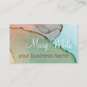 Ink Cloud Swirl Trendy Modern Caramel Green Blue Visitekaartje