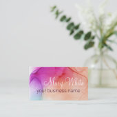 Ink Cloud Swirl Trendy Modern Peach Violet Blauwgr Visitekaartje (Staand voorkant)