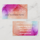 Ink Cloud Swirl Trendy Modern Peach Violet Blauwgr Visitekaartje (Voorkant / Achterkant)