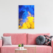 Ink Collision: Azure and Gold Canvas Afdruk (Insitu (Woonkamer))