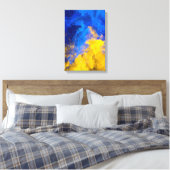 Ink Collision: Azure and Gold Canvas Afdruk (Insitu (Slaapkamer))