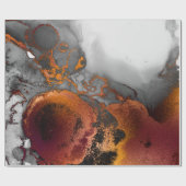 Ink Copper Gold Liquid Paint Grey Burgundy Cadeaupapier (Vlak)