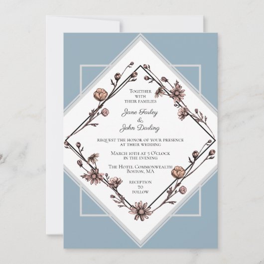 Ink Drawn Daisies bruiloft uitnodiging (Voorkant)