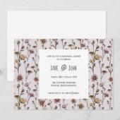 Ink Drawn Daisies repetitie Dinner Invitation Kaart (Voorkant / Achterkant)