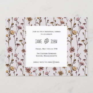 Ink Drawn Daisies repetitie Dinner Invitation Kaart