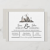 Ink Drawn Mountains Wedding Invitation Kaart (Voorkant / Achterkant)