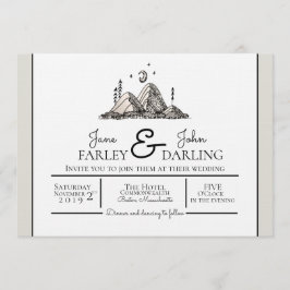 Ink Drawn Mountains Wedding Invitation Kaart