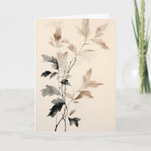 Ink en Wash Tree Branch met Leaves Moederdag Kaart (Voorkant)