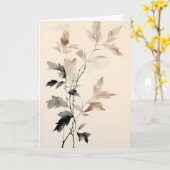 Ink en Wash Tree Branch met Leaves Moederdag Kaart (Gele Bloem)